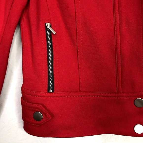 Cache Red Moto Biker Zip Up Jacket Women's Size 6 - Picture 5 of 10